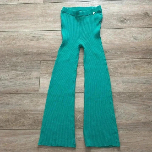 Edikted Teal Green Knitted Flare Pants – Size XS/S, High-Waist, NWOT - Picture 4 of 5